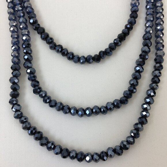 Iam Must Have Iridescent Blue and Gray Bead 3-Strand Layered Necklace NWT - Picture 3 of 5